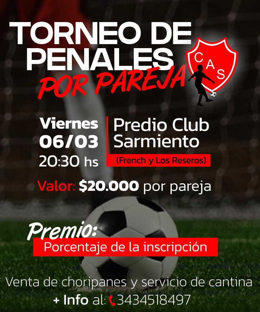 Fútbol: Sarmiento organiza un Torneo de Penales por Pareja