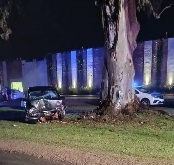 Urdinarrain: Conductor lesionado al chocar violentamente contra un árbol